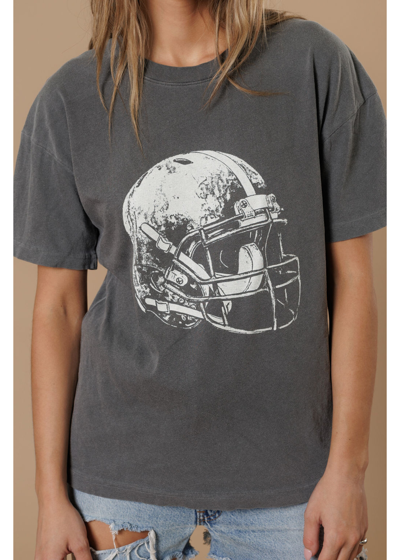 All Us Football Helmet Big Boy Tee Charcoal