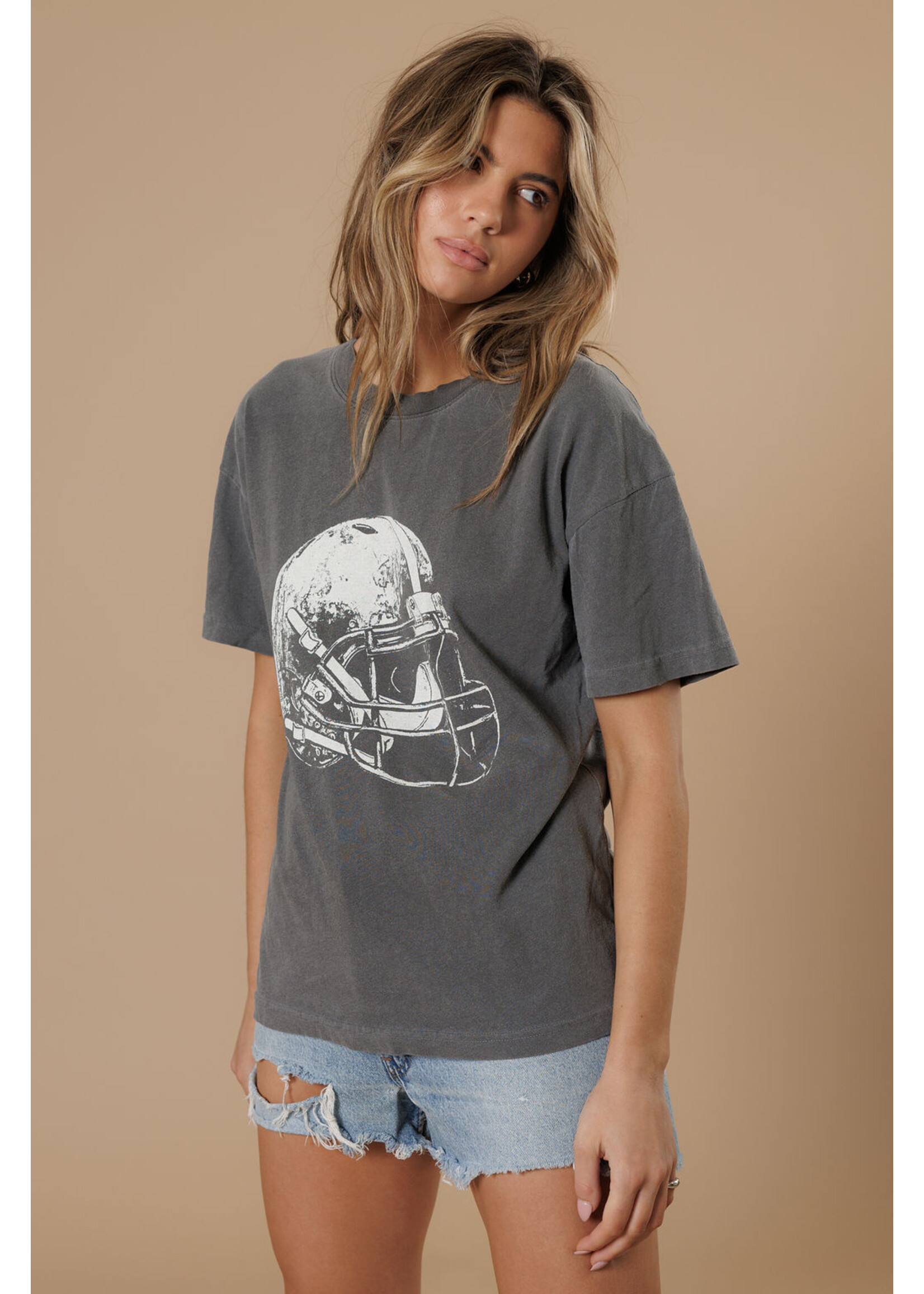 All Us Football Helmet Big Boy Tee Charcoal