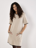 Contrast Piping 2 Pocket Knit Dress Stone