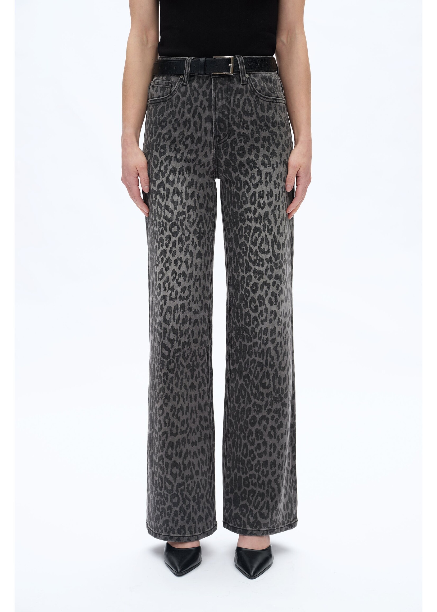 Shayna HR Leopard Wide Leg Black