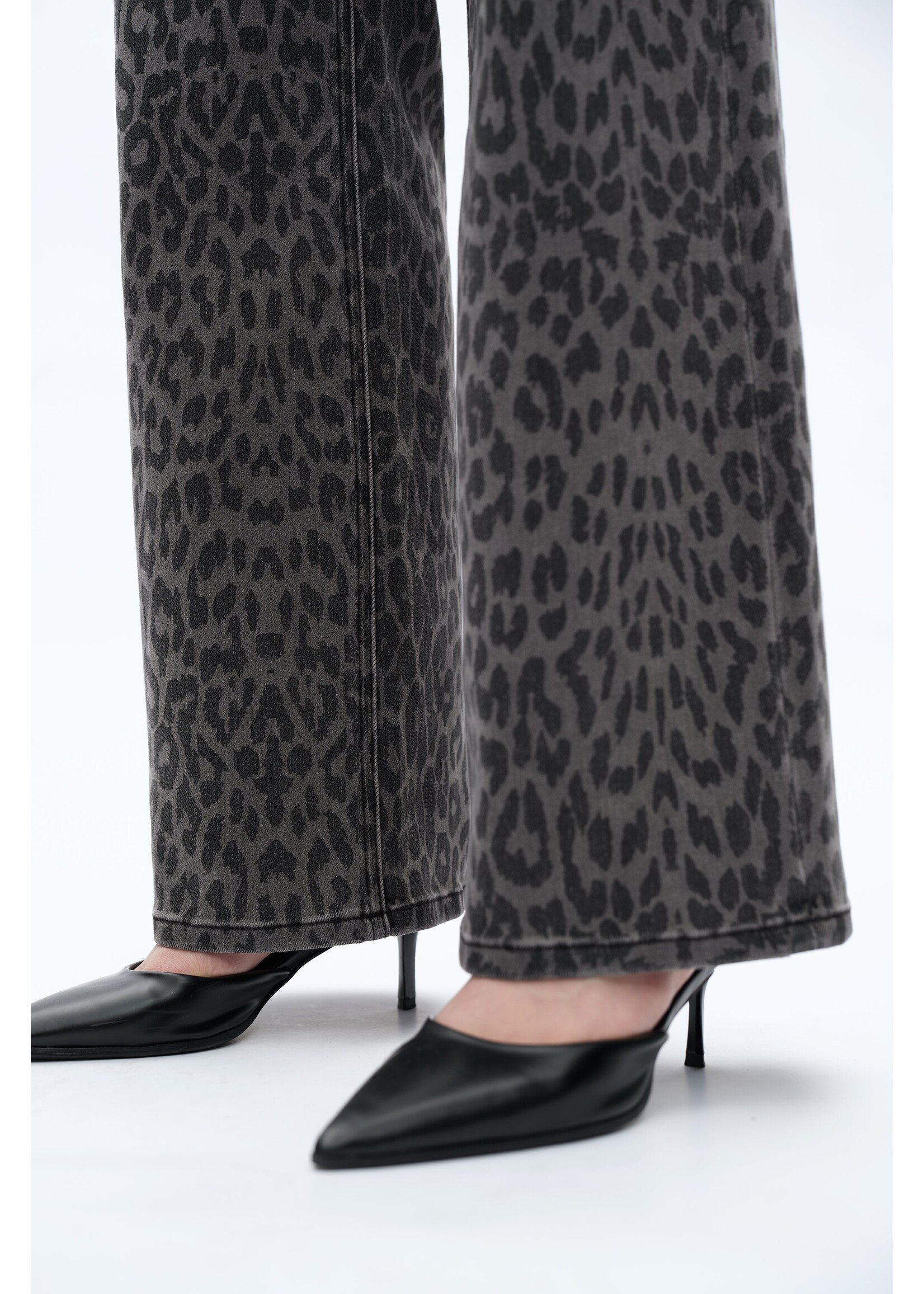 Shayna HR Leopard Wide Leg Black