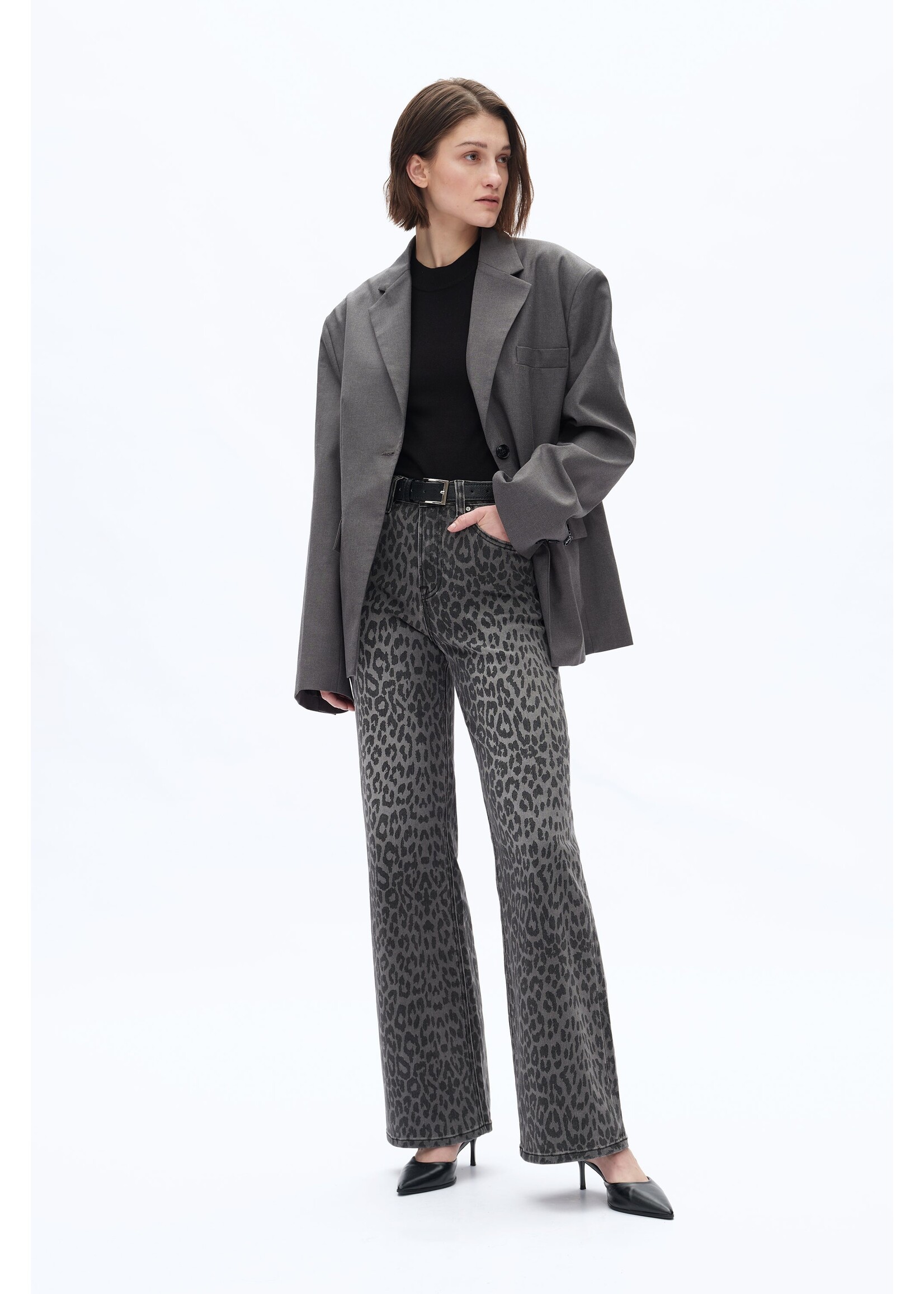 Shayna HR Leopard Wide Leg Black