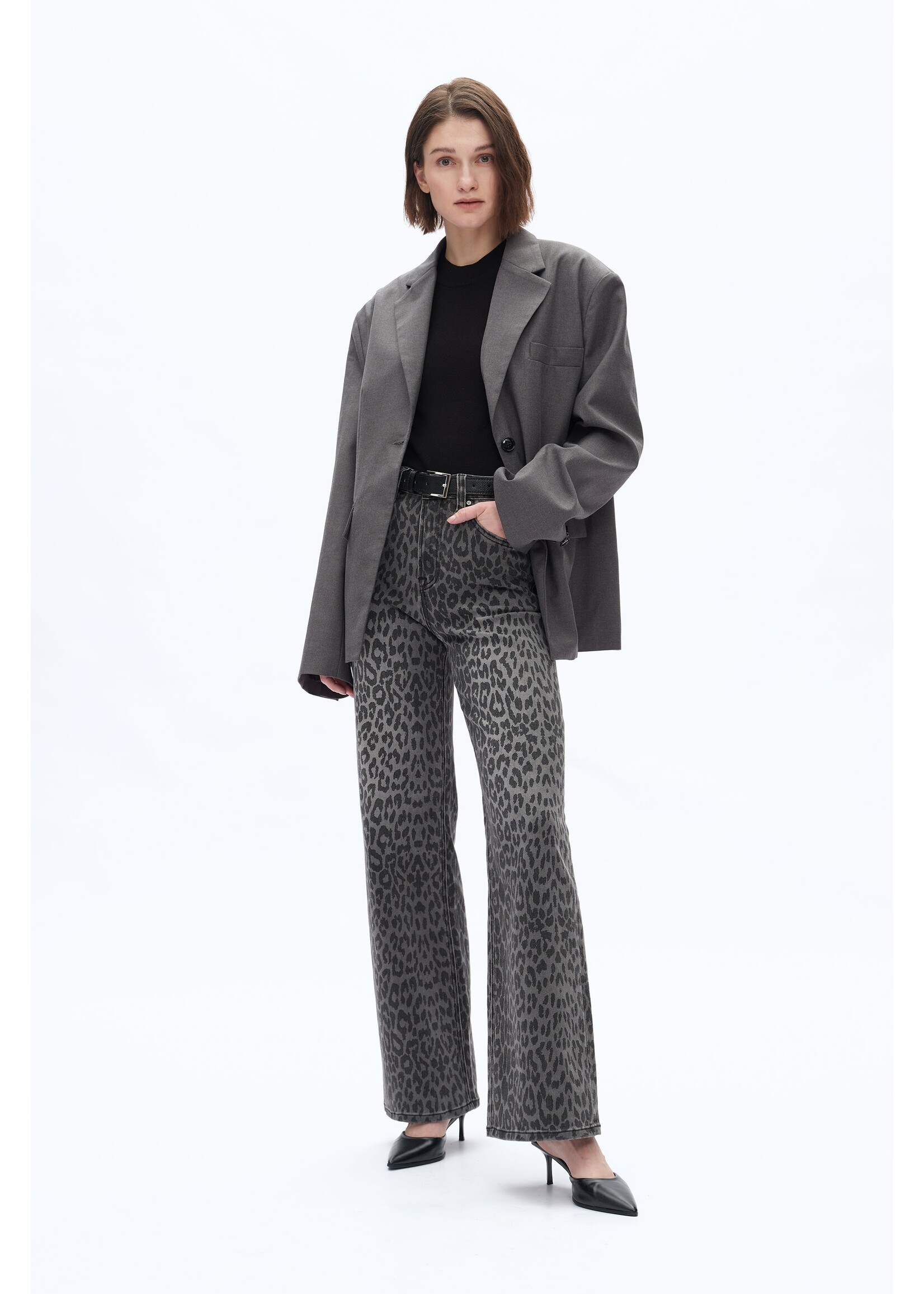 Shayna HR Leopard Wide Leg Black