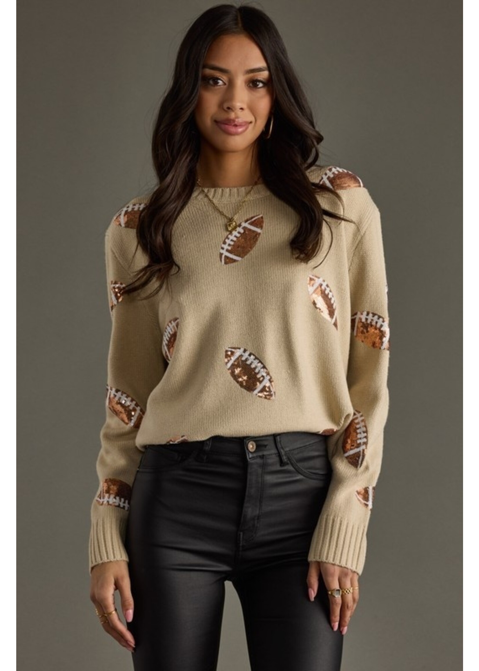 Panache Apparel Co. Sequin Football Sweater