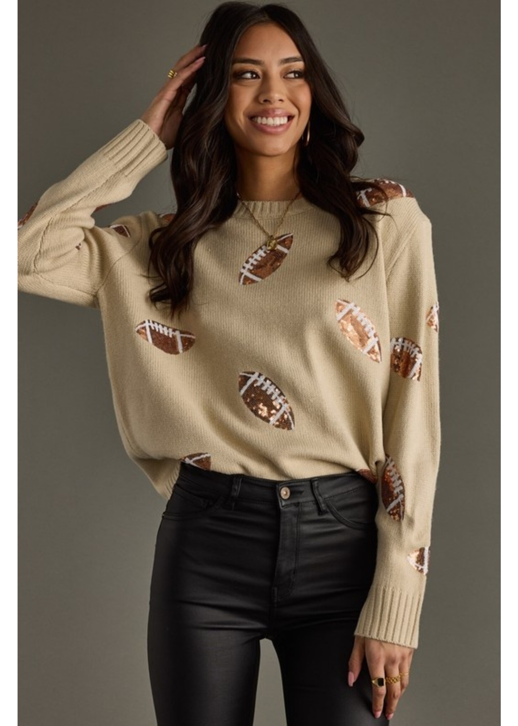 Panache Apparel Co. Sequin Football Sweater