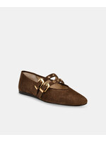 Baylee Grommet Perforated Suede Flat Dark Brown