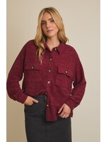 Collared Lightweight Shacket Burgundy
