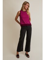 Contrast Detail Sweater Vest Magenta/Burgundy