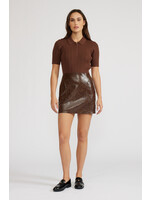 Kiko Mixed Media Knit/Leather Mini Dress Espresso
