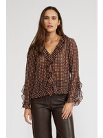 Liza Ruffle Polka Dot Blouse Brown