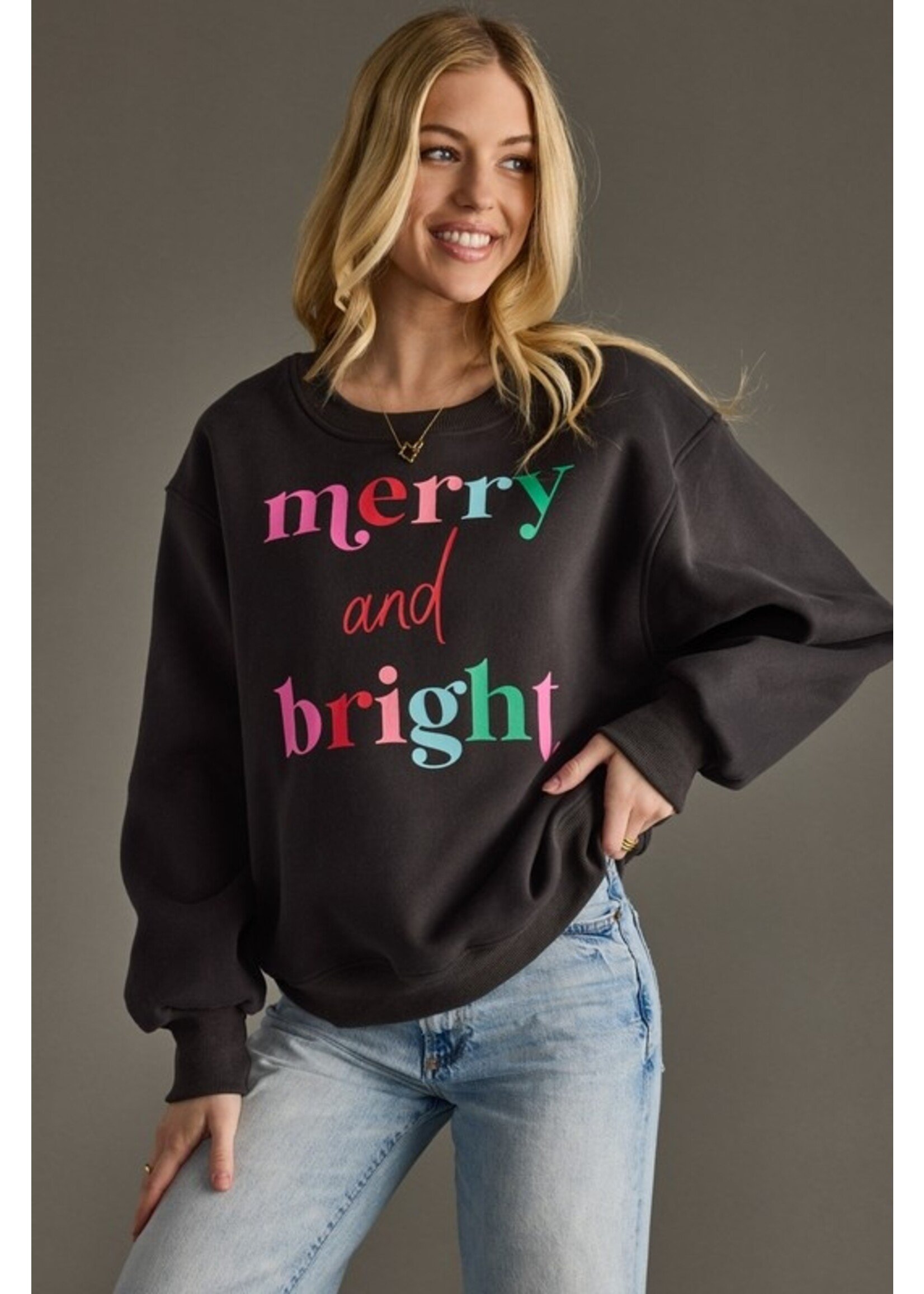 Panache Apparel Co. Merry & Bright Sweatshirt Grey