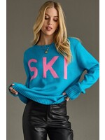 Panache Apparel Co. Ski Block Letter Sweater Blue/Pink
