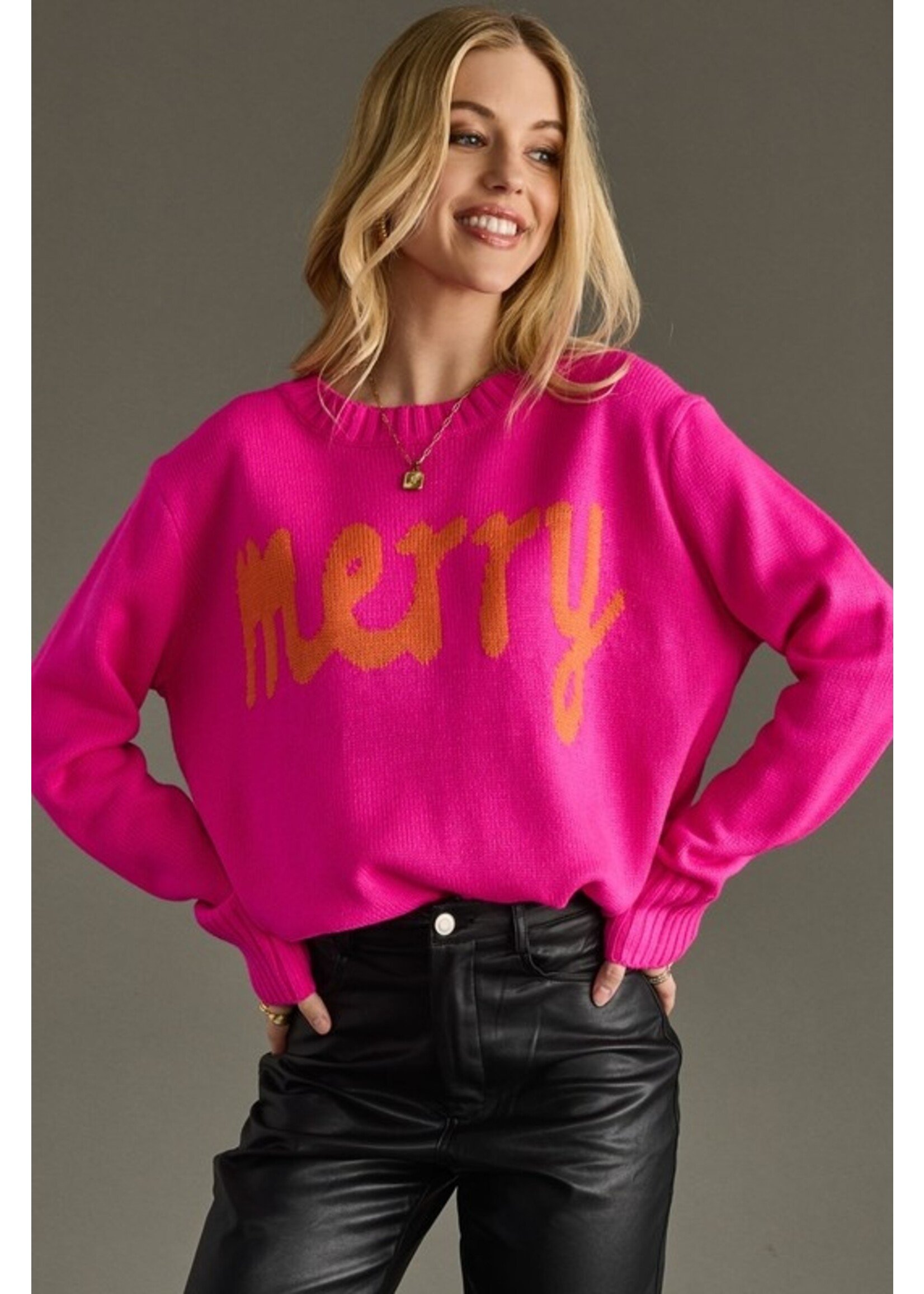 Panache Apparel Co. Merry Sweater Hot Pink