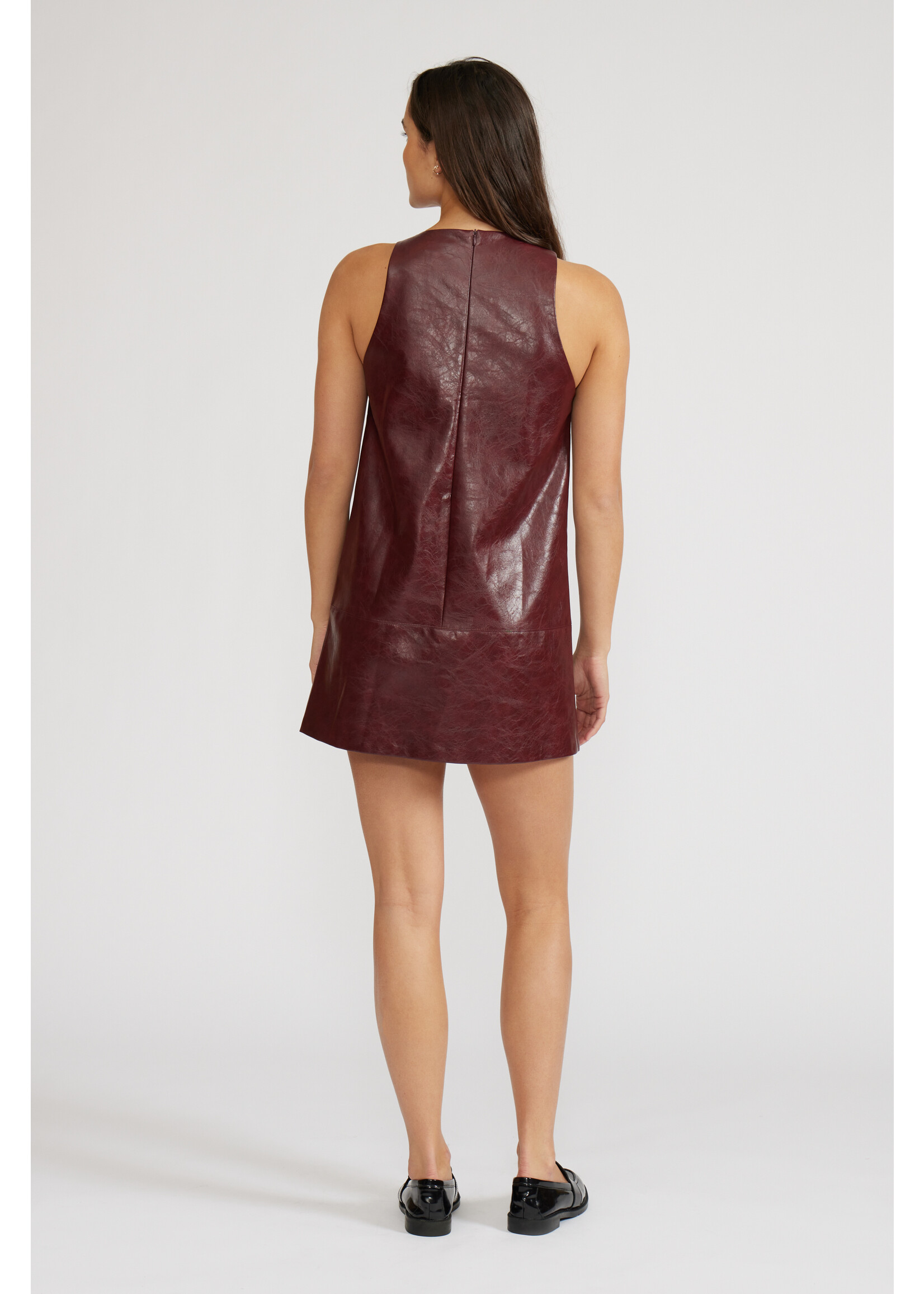 Onyx Faux Leather Mini Dress Burgundy