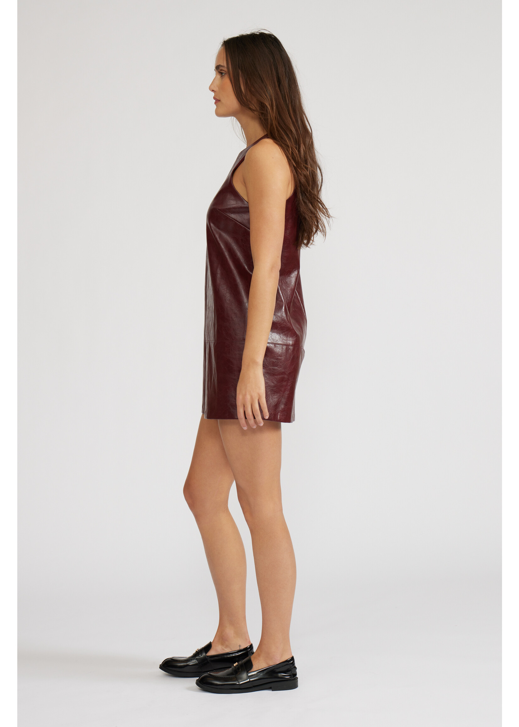 Onyx Faux Leather Mini Dress Burgundy
