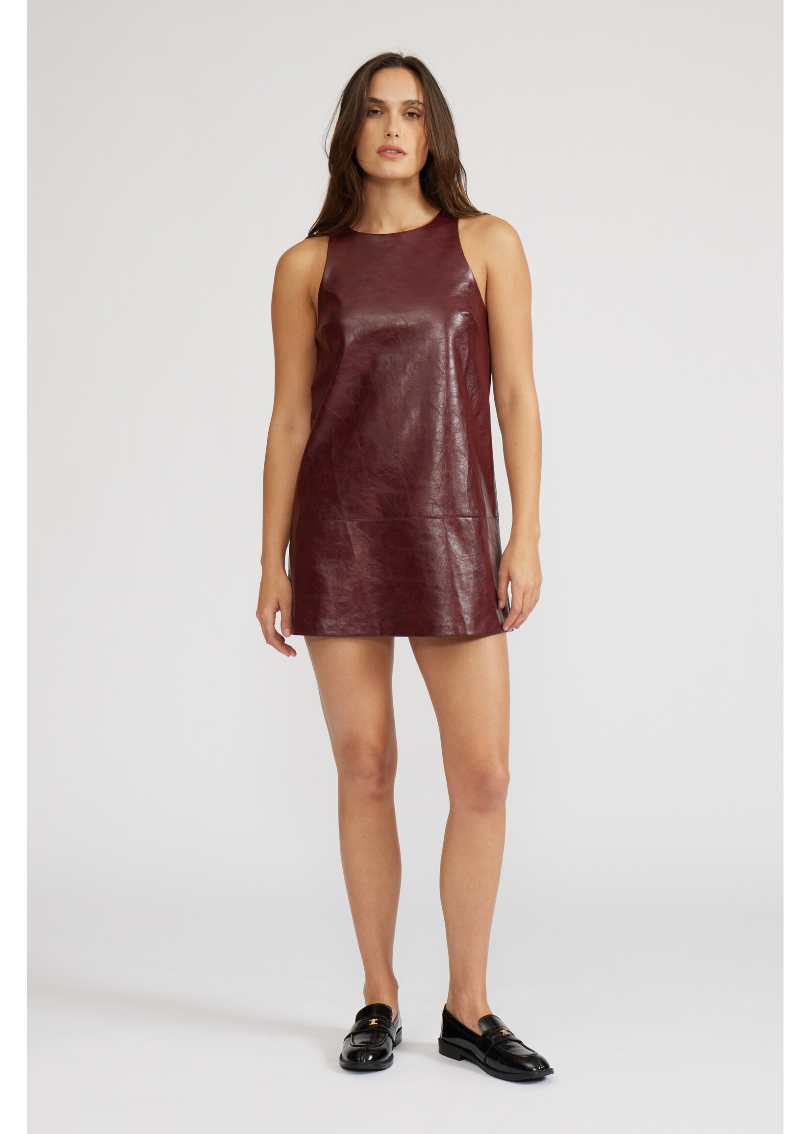 Onyx Faux Leather Mini Dress Burgundy
