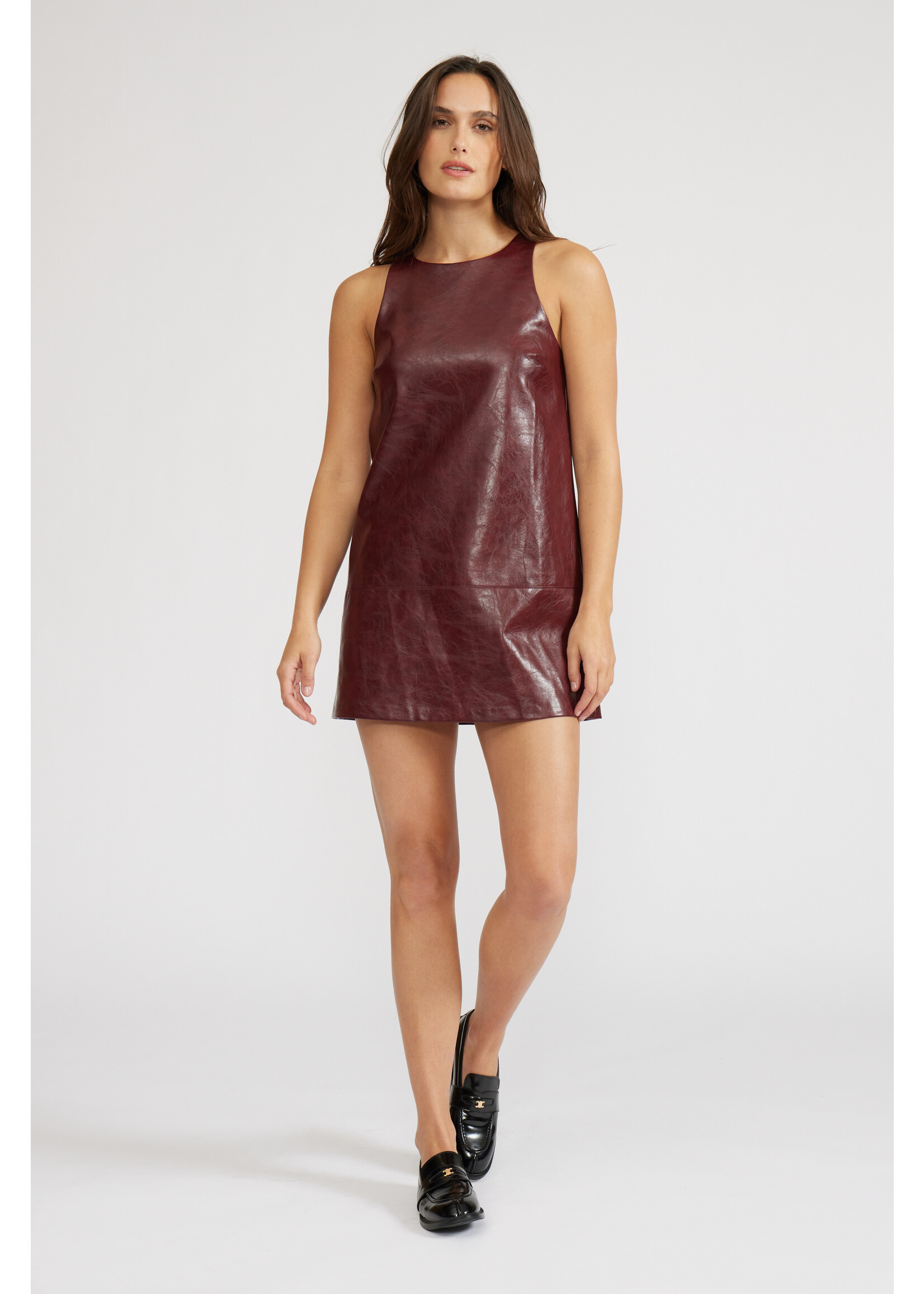 Onyx Faux Leather Mini Dress Burgundy