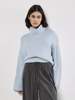 Chunky Knit Roll Neck Sweater Blue