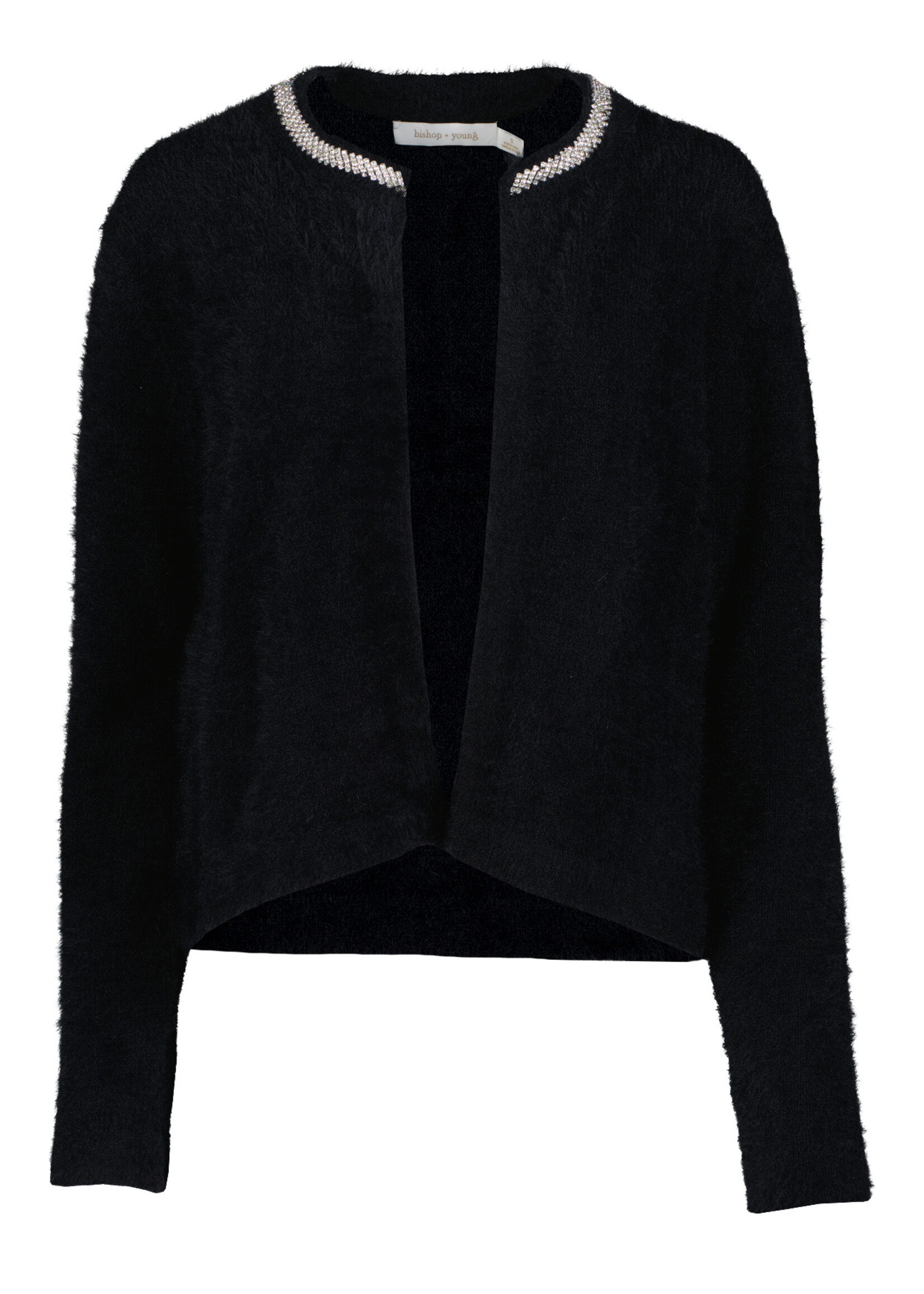 Sofia Cardigan w/ Rhinestone Collar Black