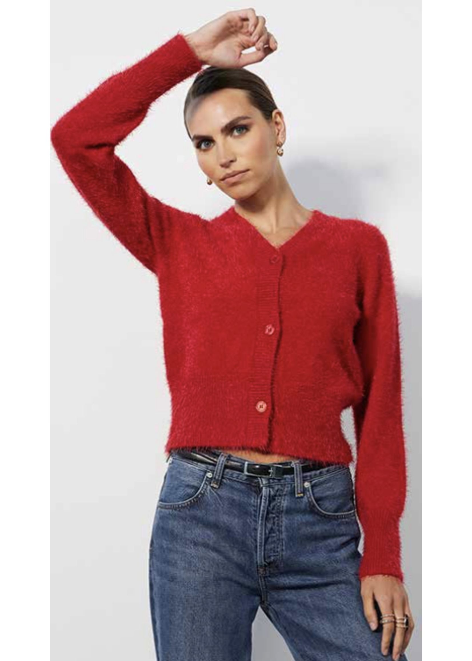 Slim Cardigan Sweater Red