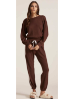 Drop Shoulder Long Sleeve w/ Elastic Hem Brown