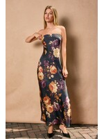 Strapless Floral Slip Dress Nightfall