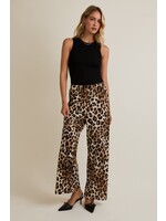 Leopard Waist Band Pleated Pant Brown