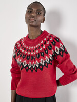 Fairisle Crew Neck Sweater Red