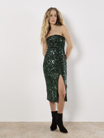 Sequin Strapless Midi Dress Green