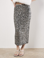 Cluster Sequin Maxi Skirt Grey