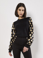 Ornate Sequin Sleeve Sweater Black