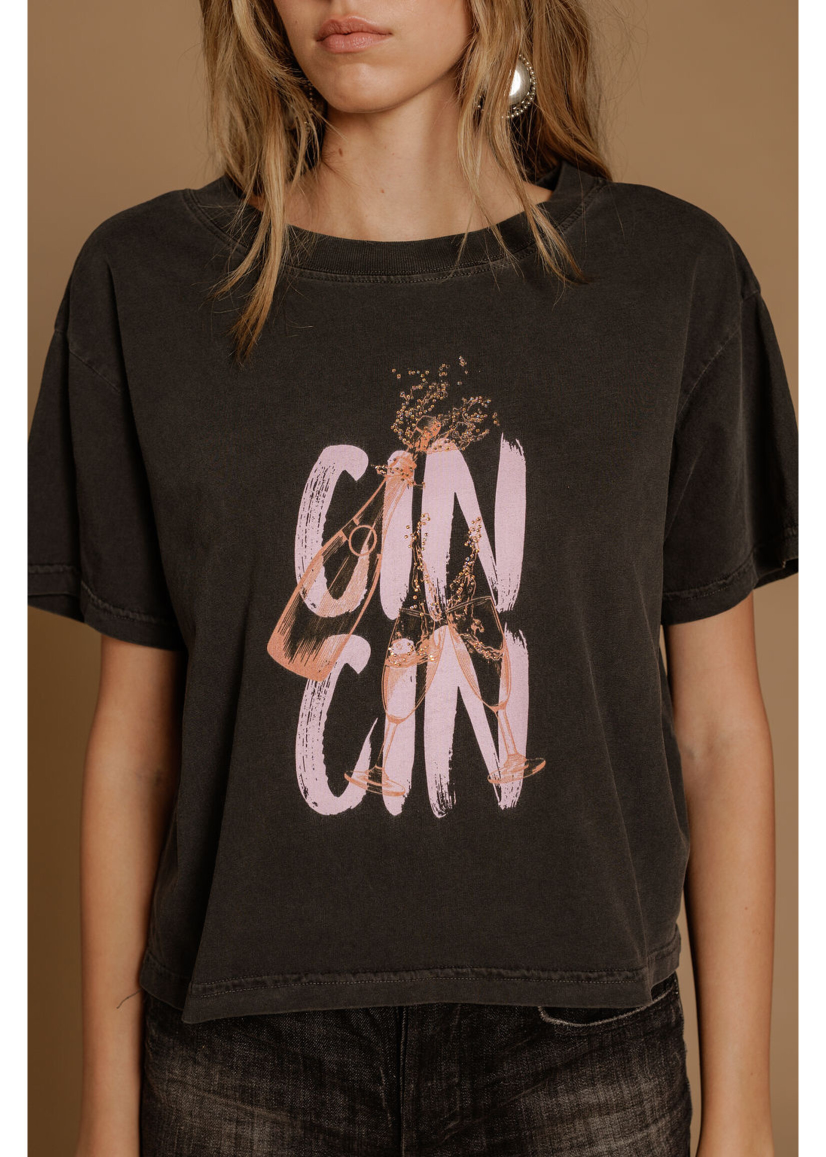 All Us Cin Cin Wide Boy Tee Vintage Black