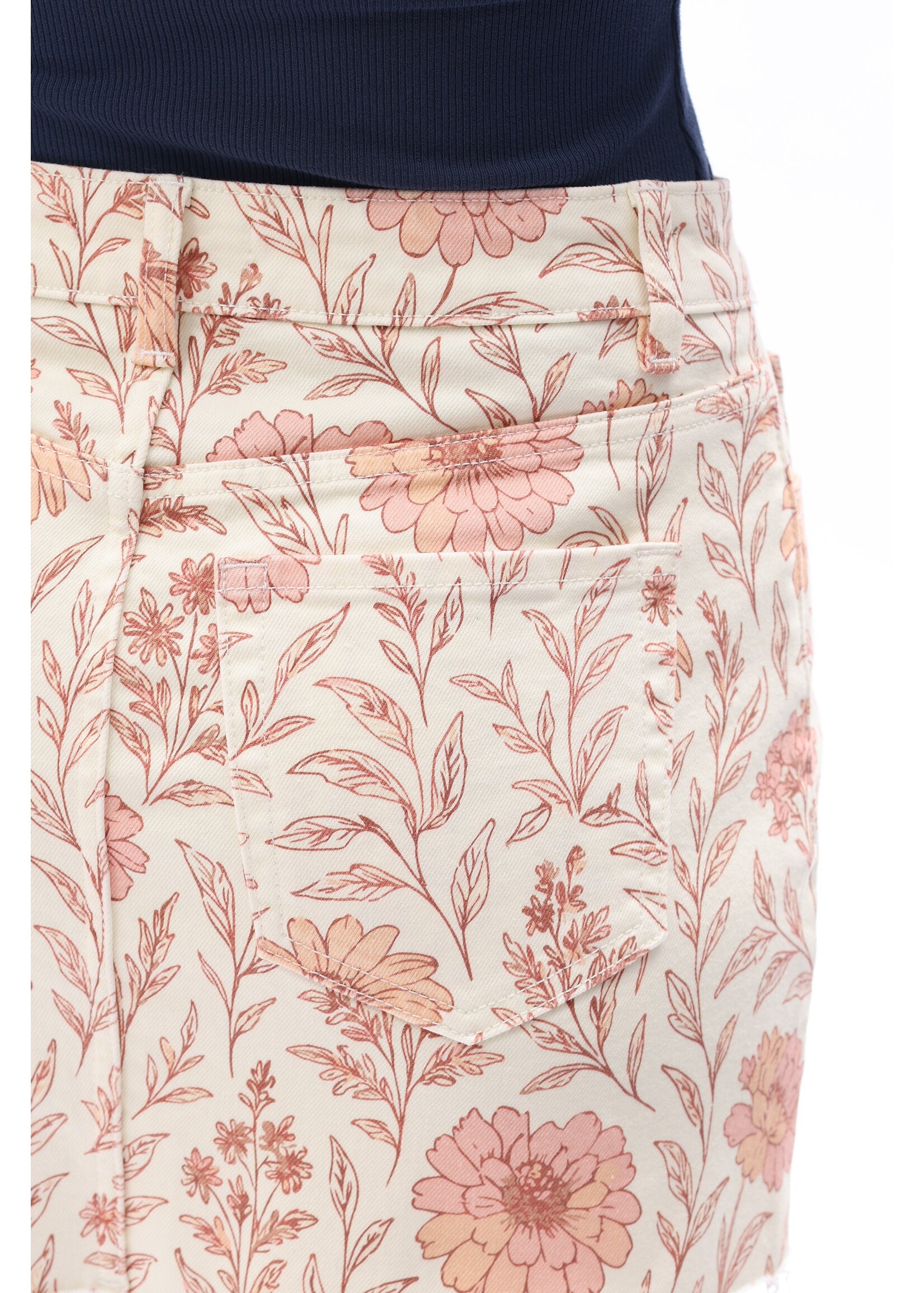 Daisy Flora Mid Rise Skirt Pink Multi