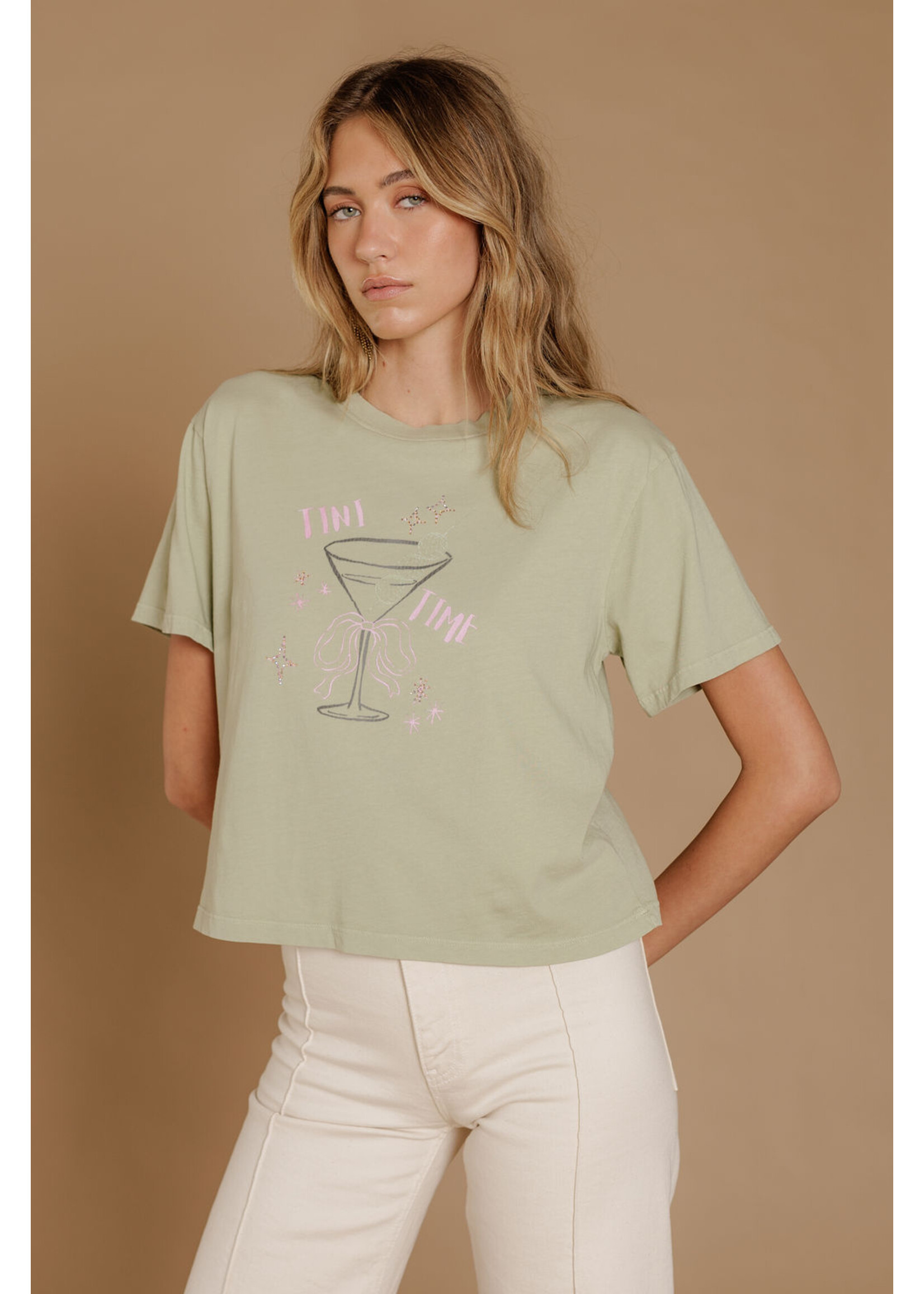 All Us Tini Time Wide Boy Tee Pistachio