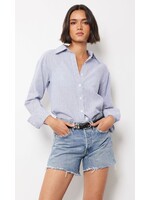 Drop Shoulder Button Down Tunic Blue