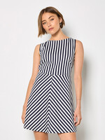 Stripe Fit and Flare Mini Dress Navy