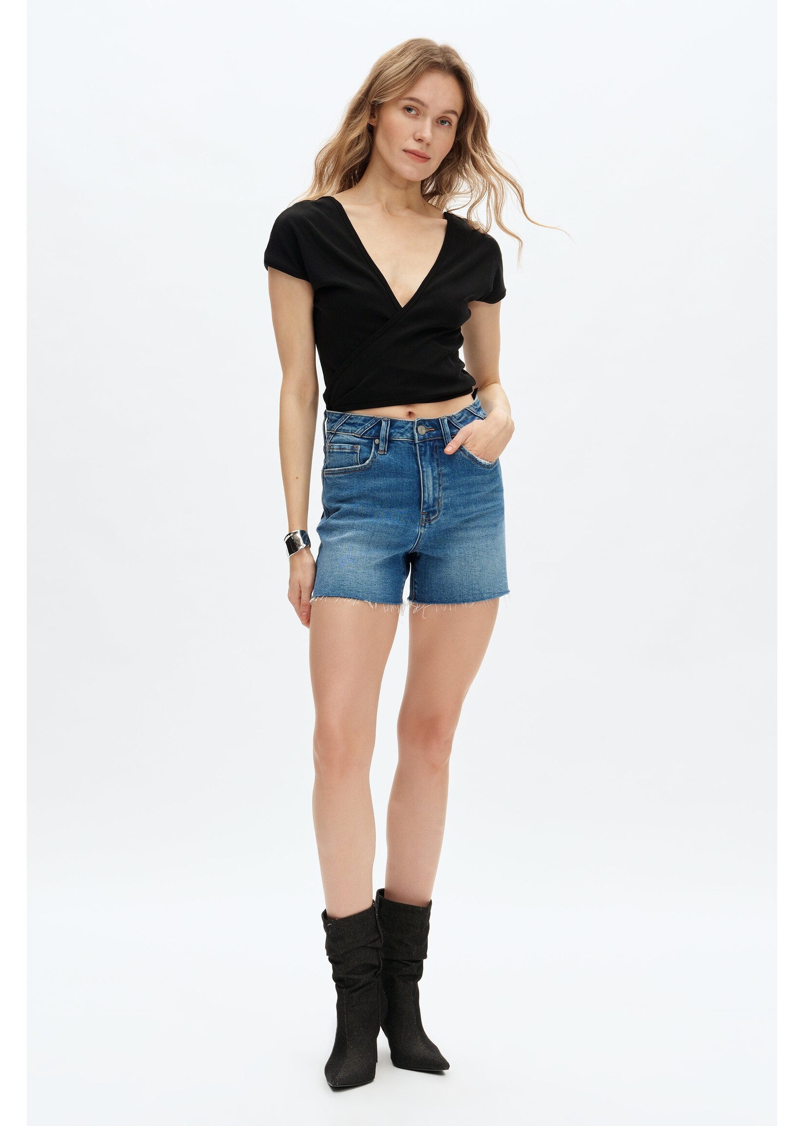 Valentine High Rise Shorts Medium Blue