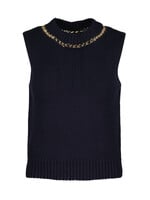 Savoy Chain Detail Sweater Tank Indigo