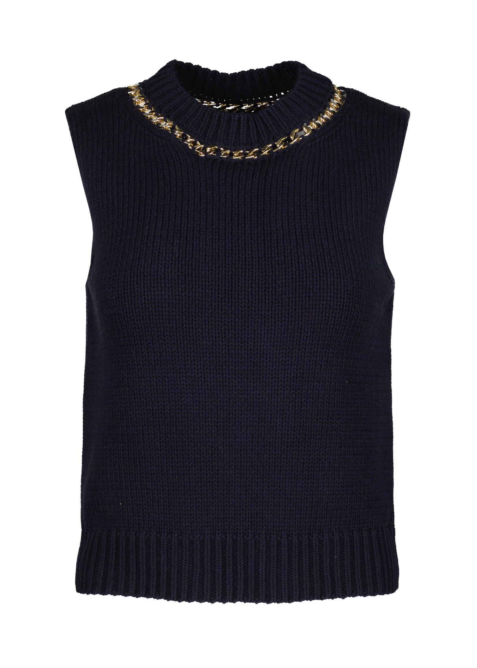 Savoy Chain Detail Sweater Tank Indigo
