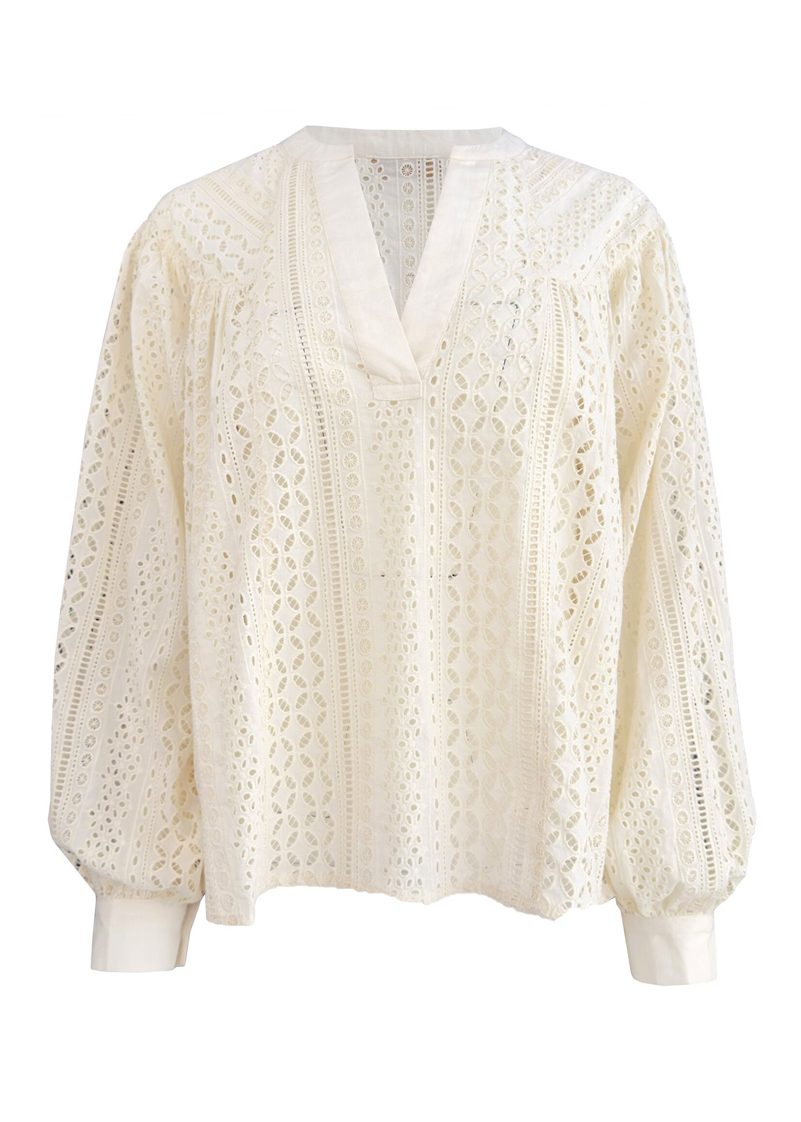 Stevie Eyelet Pullover Blouse Beige