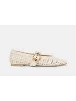 Mikel Perforated Suede Flats Creme