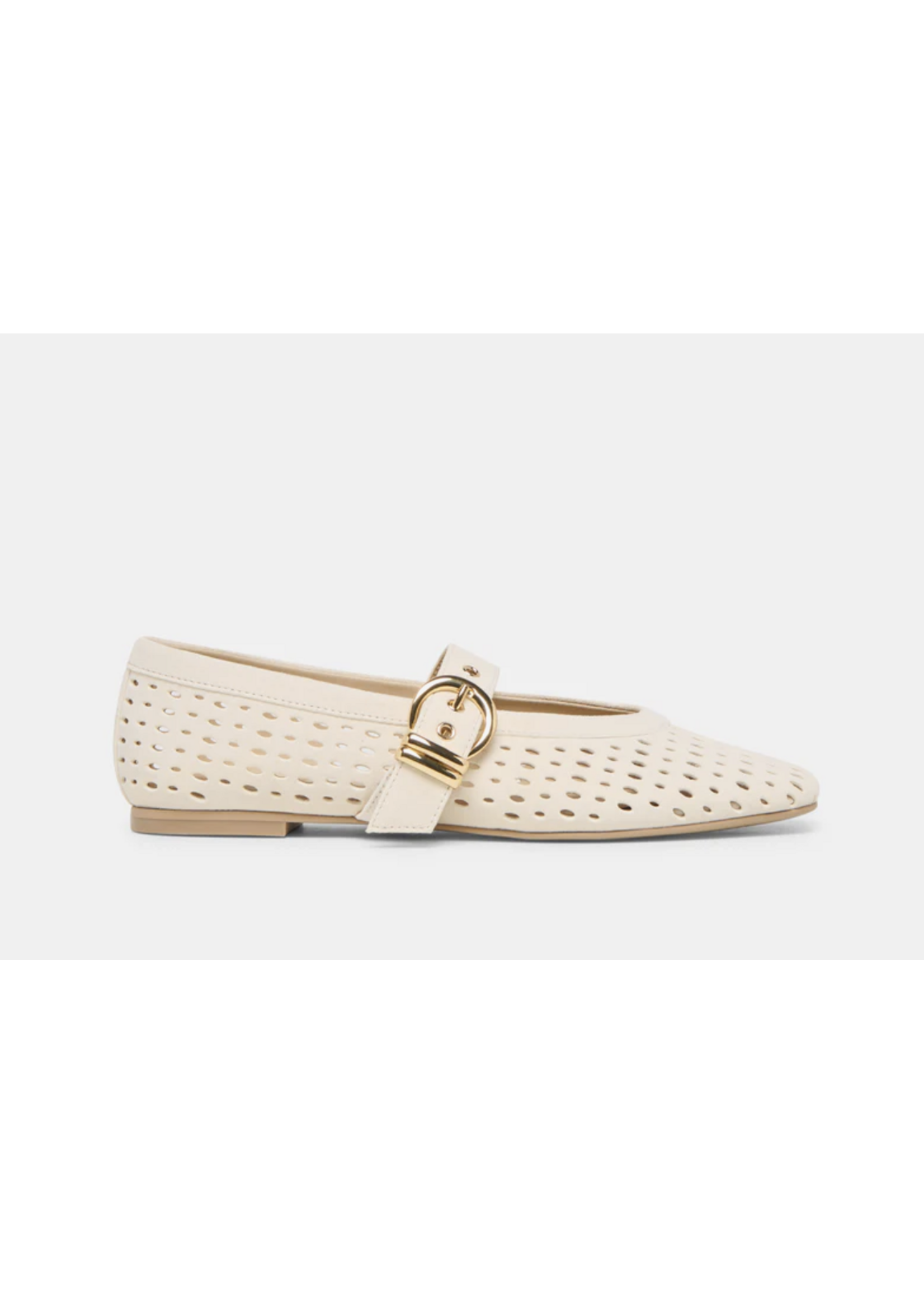 Mikel Perforated Suede Flats Creme