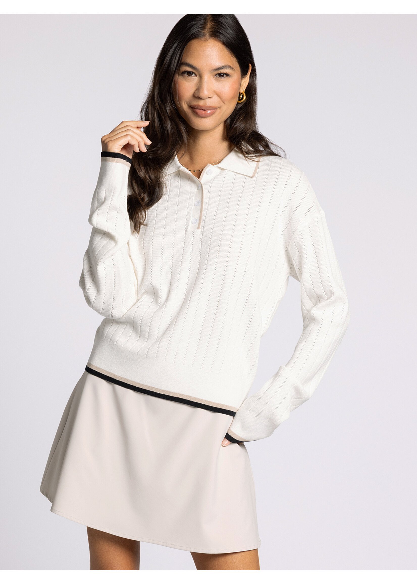 Avila Contrast Hem Sweater White