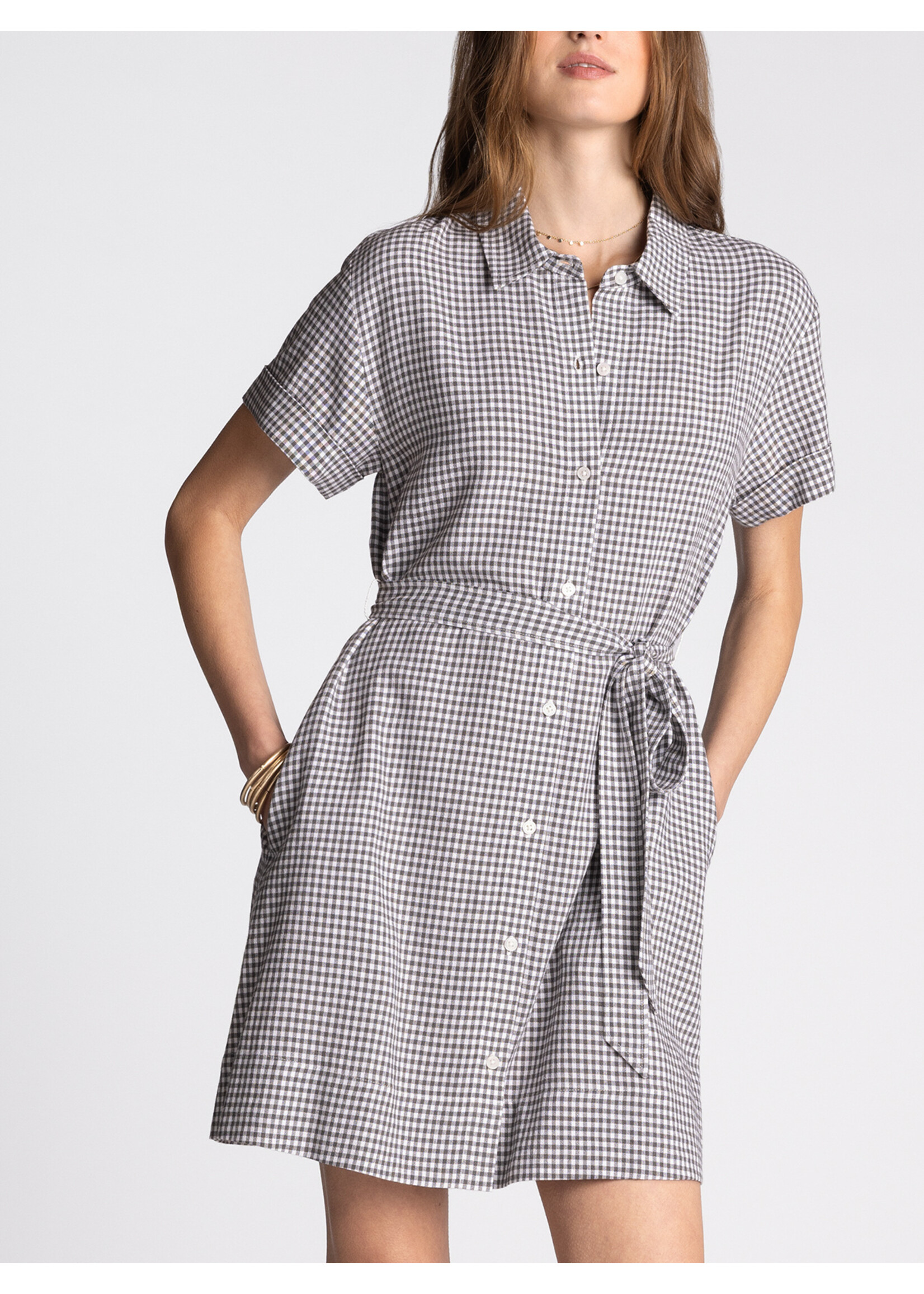 Caleis Gingham Mini Dress Black