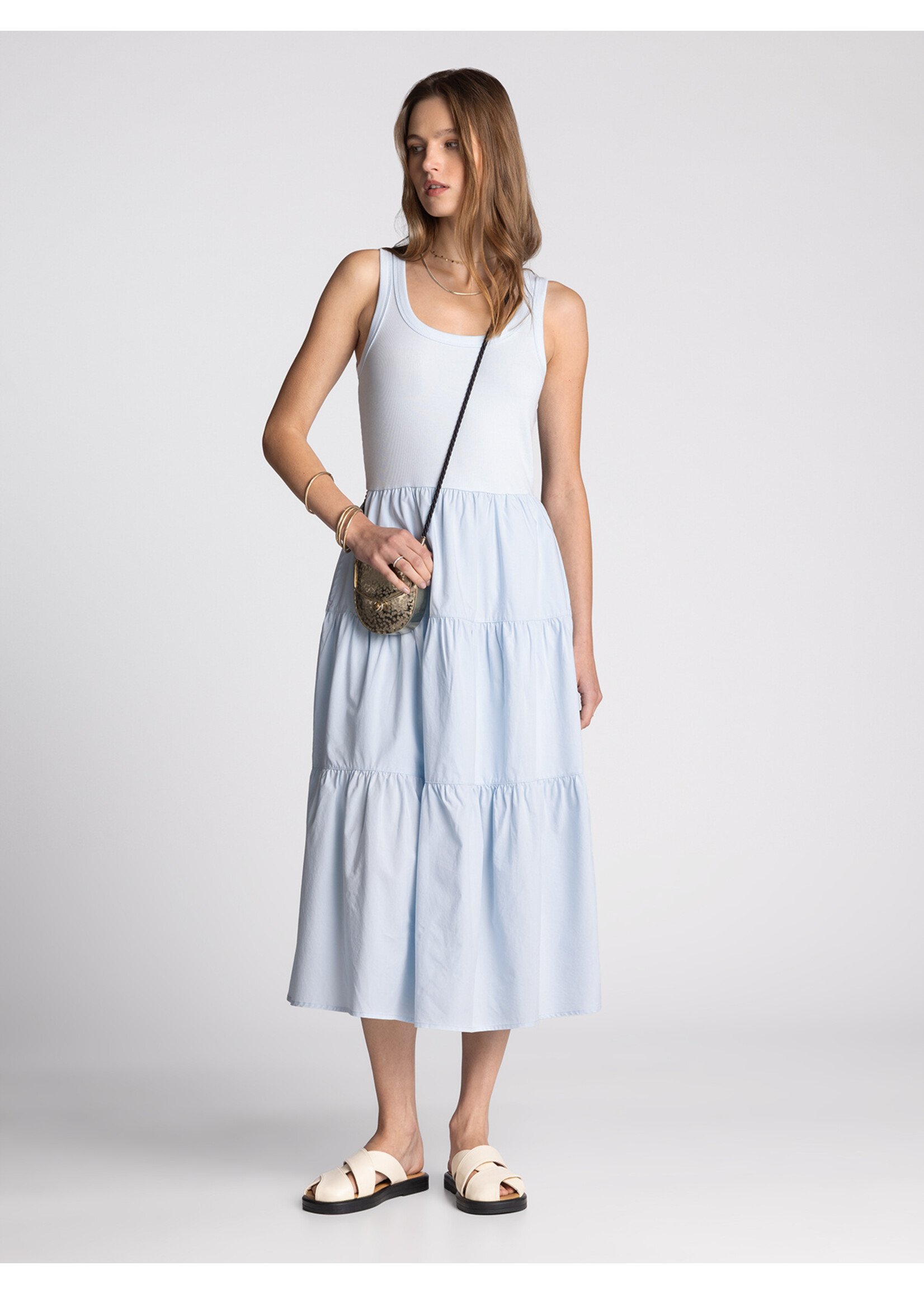 Solenne Tiered Maxi Dress Blue