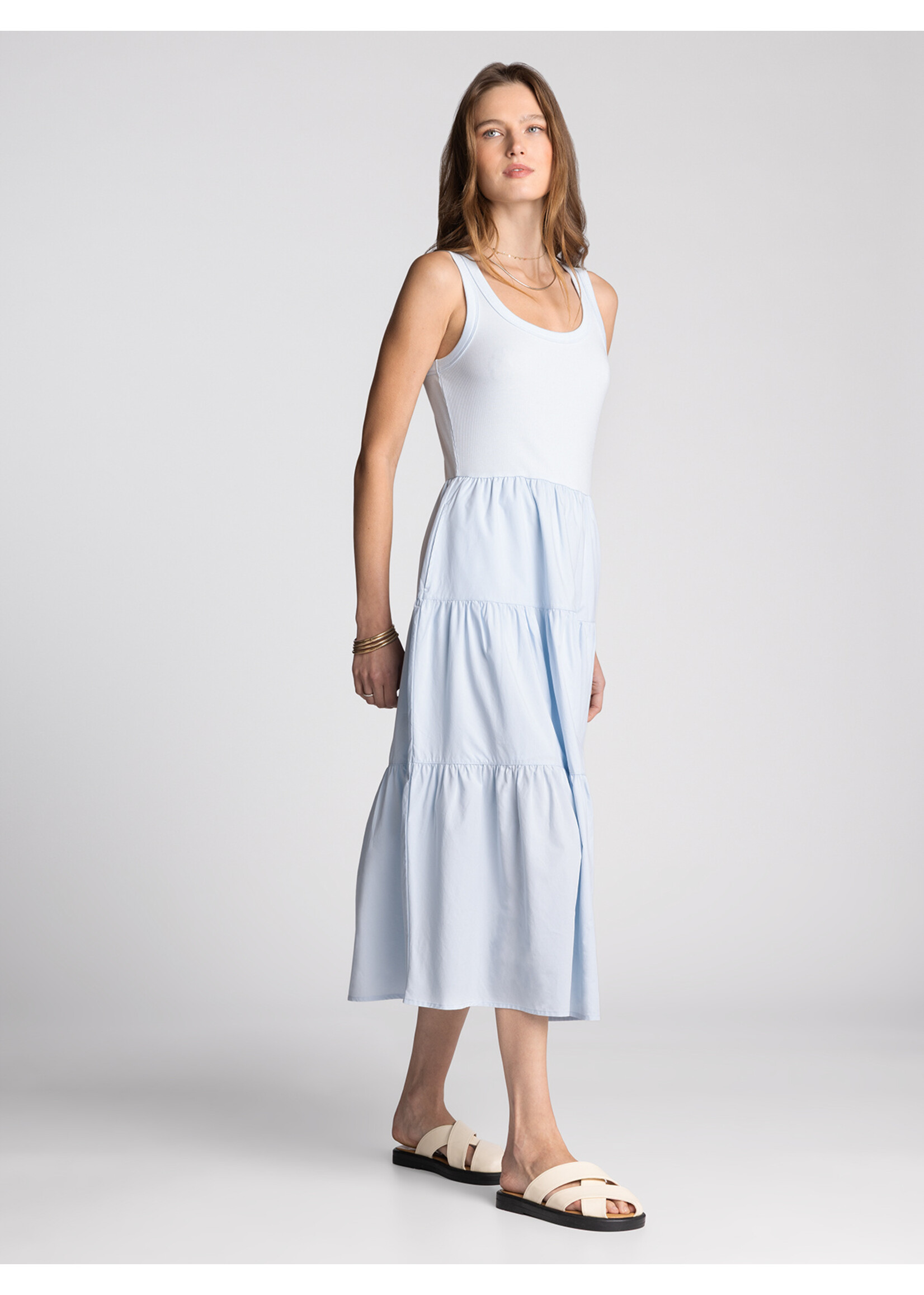 Solenne Tiered Maxi Dress Blue