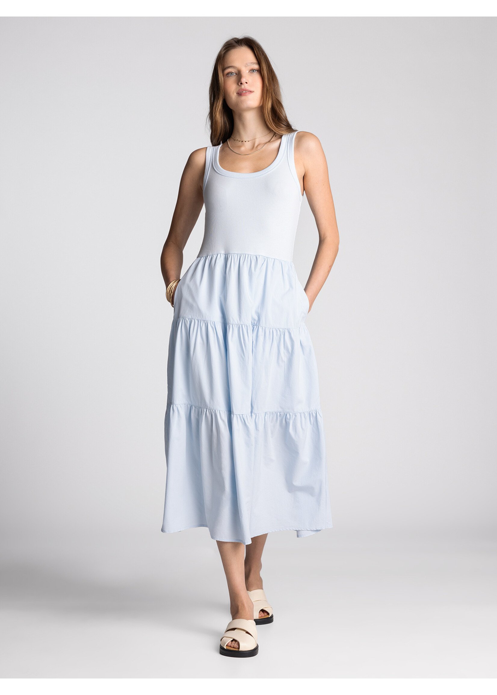Solenne Tiered Maxi Dress Blue