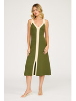 Analise Colorblock Midi Dress Olive/Cream