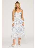 Maizie Tiered Floral Dress White Blue
