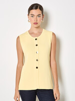 Button Two Pocket Sleeveless Top Yellow